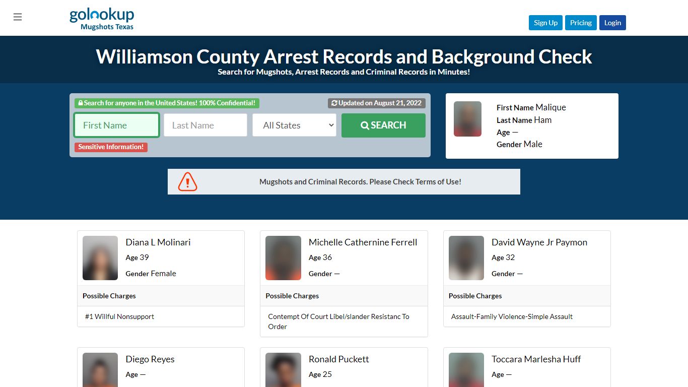 Williamson County Mugshots, Williamson County Arrest Records - GoLookUp